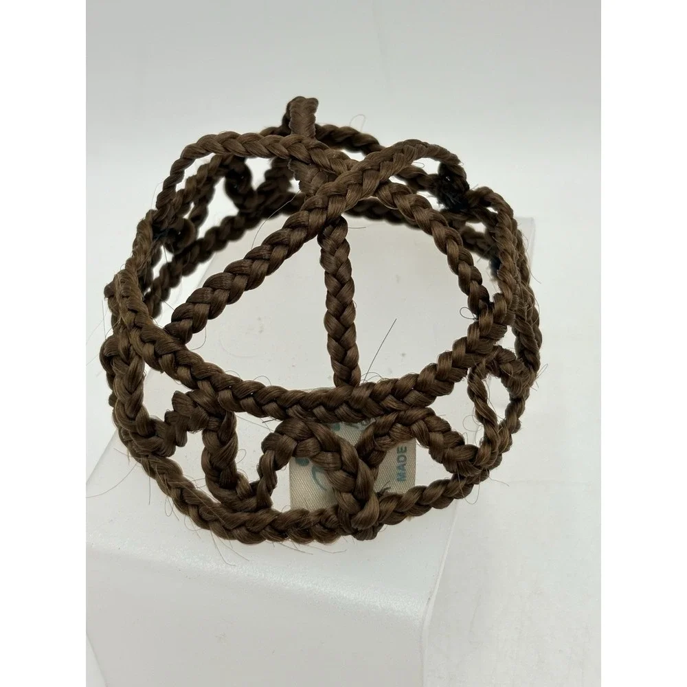 Vintage 1950s Edith Imre Human Hair Braided Bun Cover Made France Brown